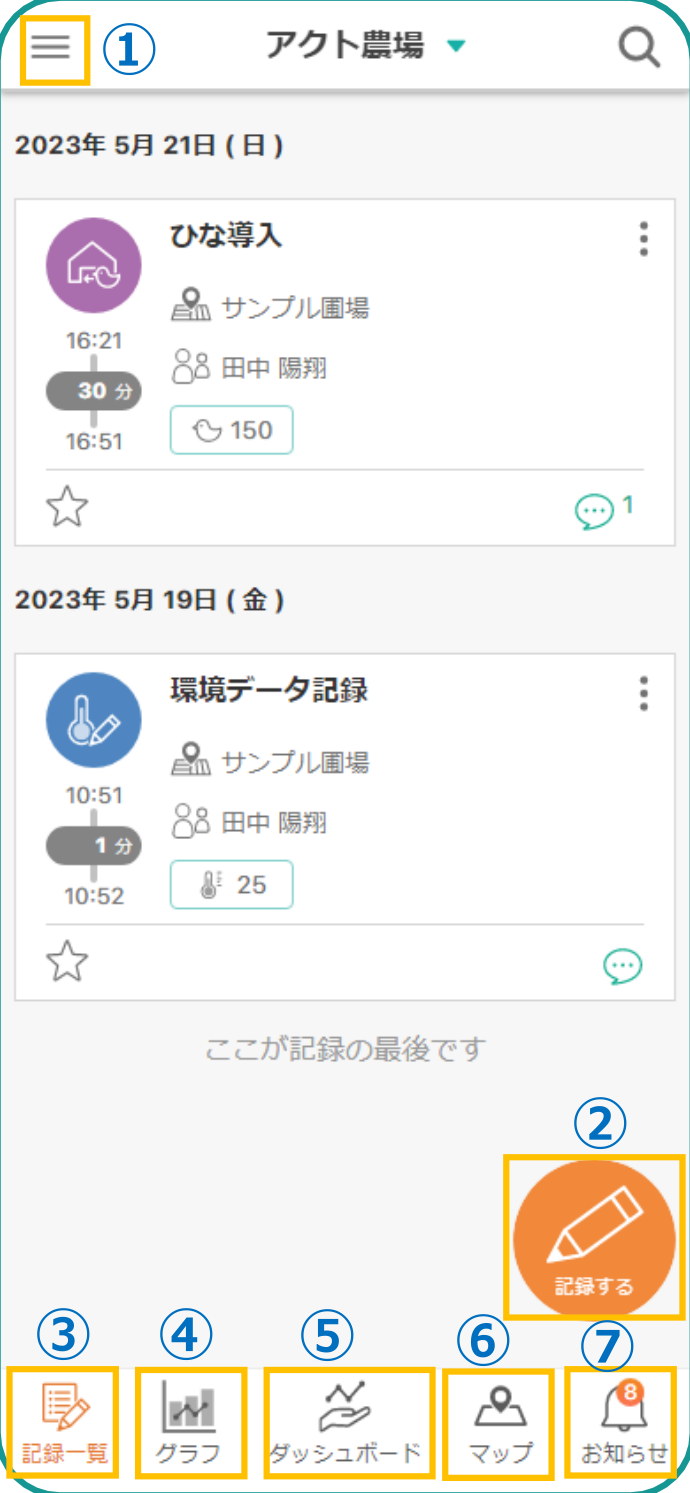 メイン画面の機能ボタン配置